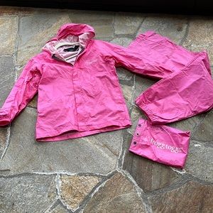 Frogg Toggs girls Pink Large pants/hooded jacket set